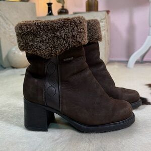 Anfibio Brown Leather Shearling Ankle Boots | 7 | Waterproof Winter Moto Boot